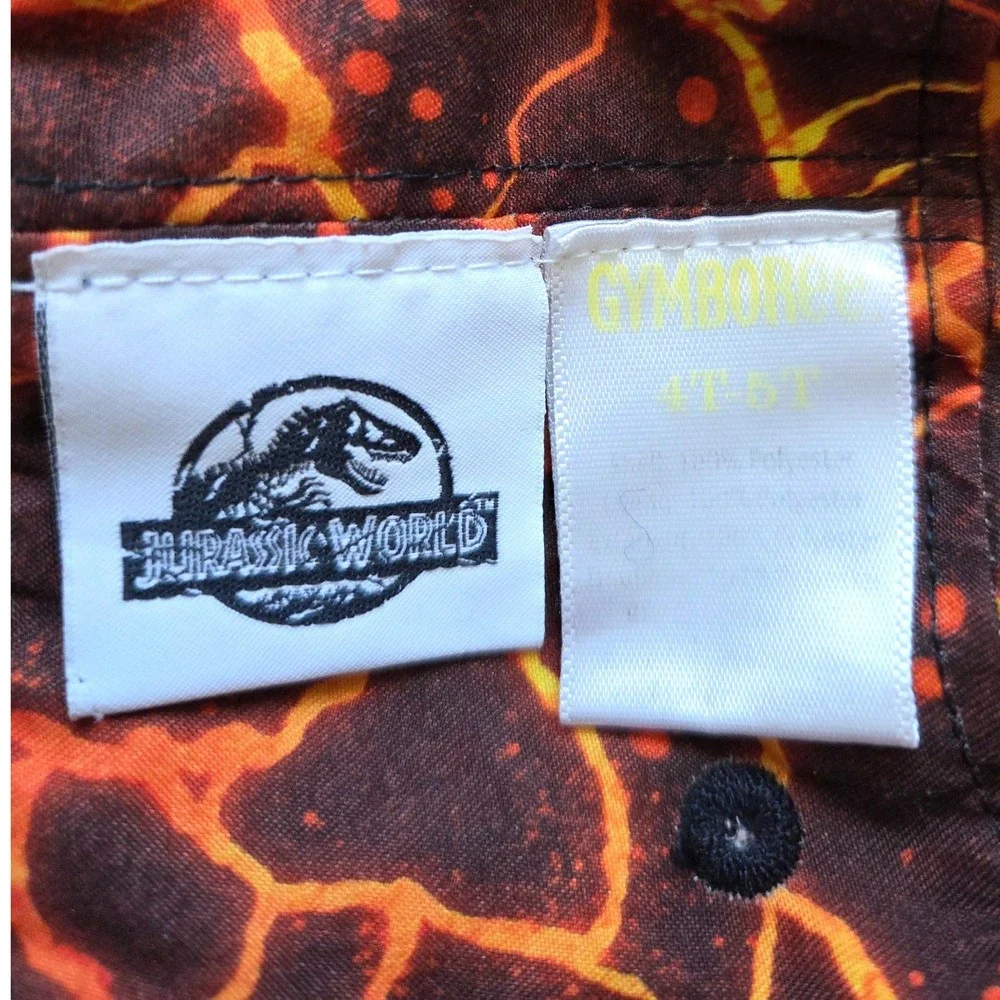 Gymboree Jurassic World Kids Reversible Bucket Hat Black Dinosaur Lava 4T-5T